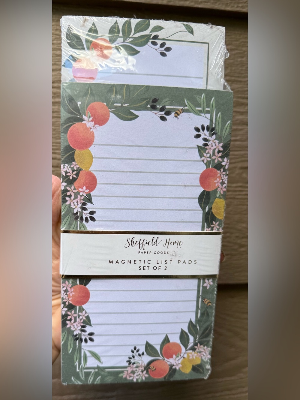 Sheffield Home Green and Orange Floral Magnetic List Pads - Set of 2